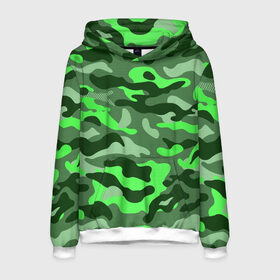 Мужская толстовка 3D с принтом CAMOUFLAGE GREEN в Екатеринбурге, 100% полиэстер | двухслойный капюшон со шнурком для регулировки, мягкие манжеты на рукавах и по низу толстовки, спереди карман-кенгуру с мягким внутренним слоем. | Тематика изображения на принте: camouflage | армия | военная форма | военный | вооружение | вооруженные силы | защита | защитный цвет | зеленый | камуфляж | маскировка | солдат | униформа | форма