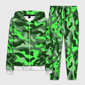 Мужской костюм 3D с принтом CAMOUFLAGE GREEN в Екатеринбурге, 100% полиэстер | Манжеты и пояс оформлены тканевой резинкой, двухслойный капюшон со шнурком для регулировки, карманы спереди | camouflage | армия | военная форма | военный | вооружение | вооруженные силы | защита | защитный цвет | зеленый | камуфляж | маскировка | солдат | униформа | форма