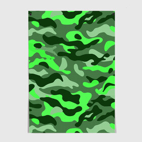 Постер с принтом CAMOUFLAGE GREEN в Екатеринбурге, 100% бумага
 | бумага, плотность 150 мг. Матовая, но за счет высокого коэффициента гладкости имеет небольшой блеск и дает на свету блики, но в отличии от глянцевой бумаги не покрыта лаком | camouflage | армия | военная форма | военный | вооружение | вооруженные силы | защита | защитный цвет | зеленый | камуфляж | маскировка | солдат | униформа | форма