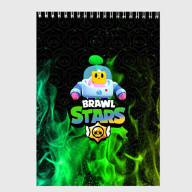 Скетчбук с принтом Sprout Brawl Stars в Екатеринбурге, 100% бумага
 | 48 листов, плотность листов — 100 г/м2, плотность картонной обложки — 250 г/м2. Листы скреплены сверху удобной пружинной спиралью | Тематика изображения на принте: brawl | brawl stars | sprout | бравл | бравл старс | росток | спраут | спраут brawl stars | спроут