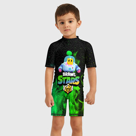 Детский купальный костюм 3D с принтом Sprout Brawl Stars в Екатеринбурге, Полиэстер 85%, Спандекс 15% | застежка на молнии на спине | brawl | brawl stars | sprout | бравл | бравл старс | росток | спраут | спраут brawl stars | спроут