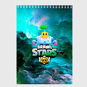 Скетчбук с принтом Sprout Brawl Stars в Екатеринбурге, 100% бумага
 | 48 листов, плотность листов — 100 г/м2, плотность картонной обложки — 250 г/м2. Листы скреплены сверху удобной пружинной спиралью | Тематика изображения на принте: brawl | brawl stars | sprout | бравл | бравл старс | росток | спраут | спраут brawl stars | спроут