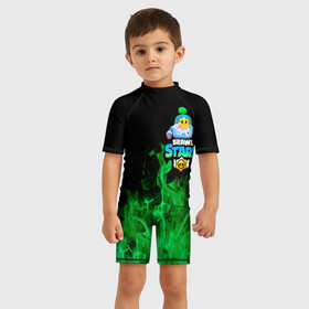 Детский купальный костюм 3D с принтом Sprout Brawl Stars в Екатеринбурге, Полиэстер 85%, Спандекс 15% | застежка на молнии на спине | brawl | brawl stars | sprout | бравл | бравл старс | росток | спраут | спраут brawl stars | спроут