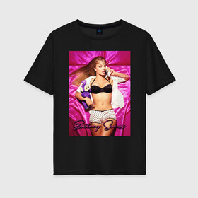 Женская футболка хлопок Oversize с принтом Britney Spears в Екатеринбурге, 100% хлопок | свободный крой, круглый ворот, спущенный рукав, длина до линии бедер
 | britney | britneyspears | icon | jean | pop | princess | spears | usa | бритни | бритниспирс | джин | поп | работа | спирс | сша