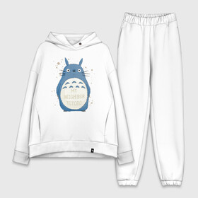 Женский костюм хлопок Oversize с принтом My Neighbor Totoro синий заяц в Екатеринбурге,  |  | Тематика изображения на принте: totoro | аниме | мой сосед тоторо | мультфильм | тоторо | фэнтези | хаяо миядзаки