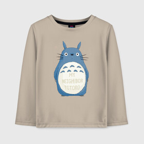 Детский лонгслив хлопок с принтом My Neighbor Totoro синий заяц в Екатеринбурге, 100% хлопок | круглый вырез горловины, полуприлегающий силуэт, длина до линии бедер | Тематика изображения на принте: totoro | аниме | мой сосед тоторо | мультфильм | тоторо | фэнтези | хаяо миядзаки