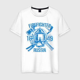 Мужская футболка хлопок с принтом FIREFIGHTER RUSSIA в Екатеринбурге, 100% хлопок | прямой крой, круглый вырез горловины, длина до линии бедер, слегка спущенное плечо. | 112 | 23 февраля | 27 декабря | firefighter | герб | гкчс | знак | лого | логотип | министерство | мчс | мчс россии | мчсник | по чрезв | пожарная охрана | пожарник | пожарный | пч | россии | рф | символ | ситуации