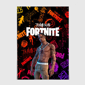 Постер с принтом TRAVIS SCOTT+FORTNITE в Екатеринбурге, 100% бумага
 | бумага, плотность 150 мг. Матовая, но за счет высокого коэффициента гладкости имеет небольшой блеск и дает на свету блики, но в отличии от глянцевой бумаги не покрыта лаком | america | astro jack | astroworld | cactus jack | fortnite | fortnite 2 | fortnite х | rap | travis scott | usa | wish you were here | америка | астро джек | зарубежный реп | кактус джек | реп | сша | трэвис скотт | фортнайт | фортнайт 2