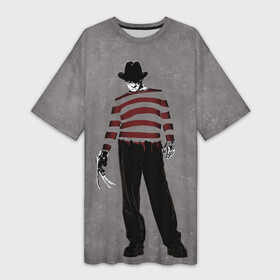 Платье-футболка 3D с принтом Фредди Крюгер в Екатеринбурге,  |  | a nightmare on elm street | freddy krueger | vdzabma | фредди крюгер