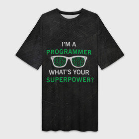 Платье-футболка 3D с принтом Programmer в Екатеринбурге,  |  | code | developer | programmer | айтишник | девелопер | инженер | код | программа | программирование | программист | профессия | разработчик | технарь | тыжпрограммист