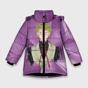 Зимняя куртка для девочек 3D с принтом Куникида Доппо в Екатеринбурге, ткань верха — 100% полиэстер; подклад — 100% полиэстер, утеплитель — 100% полиэстер. | длина ниже бедра, удлиненная спинка, воротник стойка и отстегивающийся капюшон. Есть боковые карманы с листочкой на кнопках, утяжки по низу изделия и внутренний карман на молнии. 

Предусмотрены светоотражающий принт на спинке, радужный светоотражающий элемент на пуллере молнии и на резинке для утяжки. | anime | bungo | dogs | ginkaku | manga | stray | аниме | анимэ | ацуши | бродячих | великий | дазай | доппо | йокогама | куникида | манга | мультфильм | персонаж | псов | японский