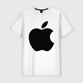 Мужская футболка хлопок Slim с принтом Apple в Екатеринбурге, 92% хлопок, 8% лайкра | приталенный силуэт, круглый вырез ворота, длина до линии бедра, короткий рукав | apple | техника | яблоко