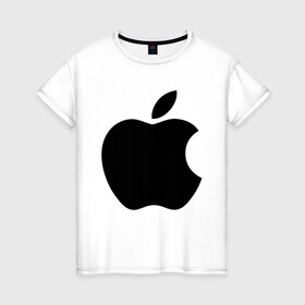 Женская футболка хлопок с принтом Apple в Екатеринбурге, 100% хлопок | прямой крой, круглый вырез горловины, длина до линии бедер, слегка спущенное плечо | apple | техника | яблоко