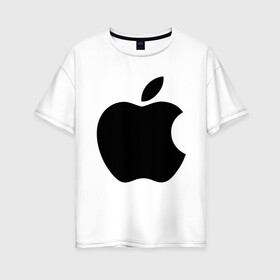 Женская футболка хлопок Oversize с принтом Apple в Екатеринбурге, 100% хлопок | свободный крой, круглый ворот, спущенный рукав, длина до линии бедер
 | apple | техника | яблоко