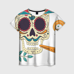 Женская футболка 3D с принтом Фестиваль в Екатеринбурге, 100% полиэфир ( синтетическое хлопкоподобное полотно) | прямой крой, круглый вырез горловины, длина до линии бедер | мексика | мексика. | череп