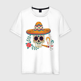 Мужская футболка хлопок с принтом Фестиваль в Екатеринбурге, 100% хлопок | прямой крой, круглый вырез горловины, длина до линии бедер, слегка спущенное плечо. | мексика | мексика. | череп
