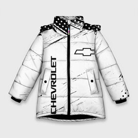 Зимняя куртка для девочек 3D с принтом CHEVROLET в Екатеринбурге, ткань верха — 100% полиэстер; подклад — 100% полиэстер, утеплитель — 100% полиэстер. | длина ниже бедра, удлиненная спинка, воротник стойка и отстегивающийся капюшон. Есть боковые карманы с листочкой на кнопках, утяжки по низу изделия и внутренний карман на молнии. 

Предусмотрены светоотражающий принт на спинке, радужный светоотражающий элемент на пуллере молнии и на резинке для утяжки. | car | chevrolet | chevrolet cruze | sportcar. | авто | автомобиль | шевроле | шевроле авео | шевроле круз | шевроле лачетти