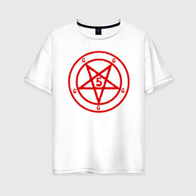 Женская футболка хлопок Oversize с принтом Сети 5G в Екатеринбурге, 100% хлопок | свободный крой, круглый ворот, спущенный рукав, длина до линии бедер
 | дьявол | конспирология | коронавирус | пентаграмма | сатана | теория заговора