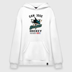 Худи SuperOversize хлопок с принтом SAN JOSE SHARKS в Екатеринбурге, 70% хлопок, 30% полиэстер, мягкий начес внутри | карман-кенгуру, эластичная резинка на манжетах и по нижней кромке, двухслойный капюшон
 | hockey | nhl | san jose | sharks | sport | usa | акулы | надпись | нхл | сан хосе | символы | сообщение | спорт | сша | текст | фраза | хоккей | цитаты | шайбу