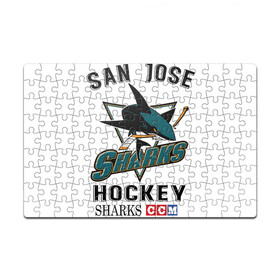 Пазл магнитный 126 элементов с принтом SAN JOSE SHARKS в Екатеринбурге, полимерный материал с магнитным слоем | 126 деталей, размер изделия —  180*270 мм | hockey | nhl | san jose | sharks | sport | usa | акулы | надпись | нхл | сан хосе | символы | сообщение | спорт | сша | текст | фраза | хоккей | цитаты | шайбу