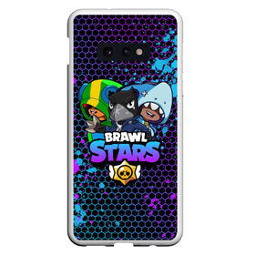 Чехол для Samsung S10E с принтом BRAWL STARS TRIO в Екатеринбурге, Силикон | Область печати: задняя сторона чехла, без боковых панелей | 8 bit | 8 бит | bibi | brawl | brawl stars | crow | leon | spike | sprout | stars | бравл | бравл старс | браво старс | игра | компьютерная | кров | леон | онлайн | старс