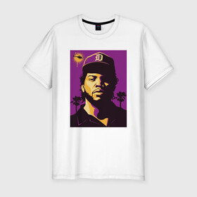 Мужская футболка хлопок Slim с принтом Ice Cube в Екатеринбурге, 92% хлопок, 8% лайкра | приталенный силуэт, круглый вырез ворота, длина до линии бедра, короткий рукав | 2pac | black | compton | dog | dr dre | hip hop | ice cube | nwa | rap | snoop dogg | west coast | westside | айс кьюб | гангстер | голос улиц | микрофон | музыка | рифма | рэп | рэпер | хип хоп