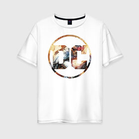 Женская футболка хлопок Oversize с принтом Cyborg в Екатеринбурге, 100% хлопок | свободный крой, круглый ворот, спущенный рукав, длина до линии бедер
 | cyborg | dc | shtatjl | киборг | логотип