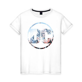 Женская футболка хлопок с принтом Shazam в Екатеринбурге, 100% хлопок | прямой крой, круглый вырез горловины, длина до линии бедер, слегка спущенное плечо | dc | shazam | shtatjl | логотип | шазам