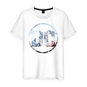 Мужская футболка хлопок с принтом Shazam в Екатеринбурге, 100% хлопок | прямой крой, круглый вырез горловины, длина до линии бедер, слегка спущенное плечо. | dc | shazam | shtatjl | логотип | шазам