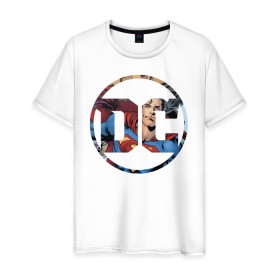 Мужская футболка хлопок с принтом Superman в Екатеринбурге, 100% хлопок | прямой крой, круглый вырез горловины, длина до линии бедер, слегка спущенное плечо. | dc | shtatjl | superman | логотип | супермен