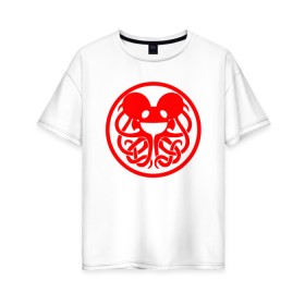 Женская футболка хлопок Oversize с принтом DEADMAU5 x FORTNITE в Екатеринбурге, 100% хлопок | свободный крой, круглый ворот, спущенный рукав, длина до линии бедер
 | deadmau5 | deadmaus | dj | dj deadmau5 | electro | fortnite | music | дэдмау5 | фортнайт deadmau5