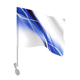 Флаг для автомобиля с принтом GEOMETRY STRIPES BLUE в Екатеринбурге, 100% полиэстер | Размер: 30*21 см | abstraction | geometry | hexagon | neon | paints | stripes | texture | triangle | абстракция | брызги | геометрия | краски | неон | неоновый | соты | текстура