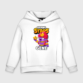 Детское худи Oversize хлопок с принтом BRAWL STARS GENE в Екатеринбурге, френч-терри — 70% хлопок, 30% полиэстер. Мягкий теплый начес внутри —100% хлопок | боковые карманы, эластичные манжеты и нижняя кромка, капюшон на магнитной кнопке | Тематика изображения на принте: bibi | brawl stars | coach mike | crow | leon | leon shark | max | mecha crow | mr.p | phoenix | sally leon | sandy | spike | sprout | tara | unicorn | virus 8 bit | werewolf | ворон | оборотень