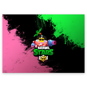 Поздравительная открытка с принтом СПРУТ BRAWL STARS в Екатеринбурге, 100% бумага | плотность бумаги 280 г/м2, матовая, на обратной стороне линовка и место для марки
 | brawl | brawl stars | brawl stars sprout | clash | sprout | tropical sprout | бравл старс | игра | мобильные игры | спраут | тропический спрут