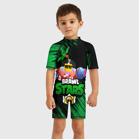 Детский купальный костюм 3D с принтом SPROUT BRAWL STARS в Екатеринбурге, Полиэстер 85%, Спандекс 15% | застежка на молнии на спине | brawl | brawl stars | brawl stars sprout | clash | sprout | tropical sprout | бравл старс | игра | мобильные игры | спраут | тропический спрут
