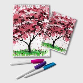 Блокнот с принтом Сакура в Екатеринбурге, 100% бумага | 48 листов, плотность листов — 60 г/м2, плотность картонной обложки — 250 г/м2. Листы скреплены удобной пружинной спиралью. Цвет линий — светло-серый
 | Тематика изображения на принте: pink | sakura | tree | дерево | дерево сакуры | природа | розовое | сакура | цветущее дерево