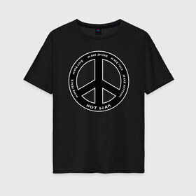 Женская футболка хлопок Oversize с принтом Pacific в Екатеринбурге, 100% хлопок | свободный крой, круглый ворот, спущенный рукав, длина до линии бедер
 | hippie | love | pacific | peace | любовь | мир | пацифик | хиппи