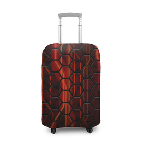 Чехол для чемодана 3D с принтом Огненные соты в Екатеринбурге, 86% полиэфир, 14% спандекс | двустороннее нанесение принта, прорези для ручек и колес | геометрия | сетка