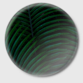 Значок с принтом Пальмовые листья в Екатеринбурге,  металл | круглая форма, металлическая застежка в виде булавки | пальмы | папоротник | тропики
