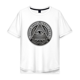Мужская футболка хлопок Oversize с принтом Eye в Екатеринбурге, 100% хлопок | свободный крой, круглый ворот, “спинка” длиннее передней части | eye | всевидящее око | массоны