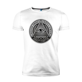 Мужская футболка премиум с принтом Eye в Екатеринбурге, 92% хлопок, 8% лайкра | приталенный силуэт, круглый вырез ворота, длина до линии бедра, короткий рукав | eye | всевидящее око | массоны