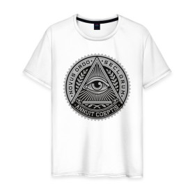 Мужская футболка хлопок с принтом Eye в Екатеринбурге, 100% хлопок | прямой крой, круглый вырез горловины, длина до линии бедер, слегка спущенное плечо. | Тематика изображения на принте: eye | всевидящее око | массоны