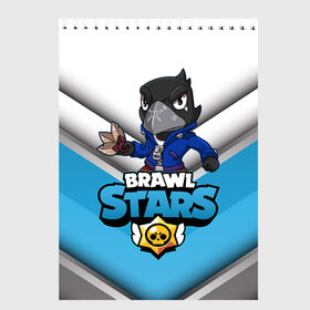 Скетчбук с принтом BRAWL STARS CROW в Екатеринбурге, 100% бумага
 | 48 листов, плотность листов — 100 г/м2, плотность картонной обложки — 250 г/м2. Листы скреплены сверху удобной пружинной спиралью | 8 bit | 8 бит | bibi | brawl stars | crow | el brown | leon | leon shark | max | mr.p | sally leon | shark | stars | virus | werewolf | акула | биби | вирус | ворон | леон | оборотень | пингвин