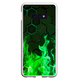 Чехол для Samsung S10E с принтом Fire в Екатеринбурге, Силикон | Область печати: задняя сторона чехла, без боковых панелей | Тематика изображения на принте: fire | psicodelic | абстрактный | абстракция | зелёный | зеленый огонь | калейдоскоп | огонь | пламя | пламя космос | психоделика | радужный | разводы красок | северное сияние | фракталы