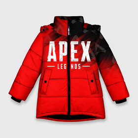 Зимняя куртка для девочек 3D с принтом APEX LEGENDS в Екатеринбурге, ткань верха — 100% полиэстер; подклад — 100% полиэстер, утеплитель — 100% полиэстер. | длина ниже бедра, удлиненная спинка, воротник стойка и отстегивающийся капюшон. Есть боковые карманы с листочкой на кнопках, утяжки по низу изделия и внутренний карман на молнии. 

Предусмотрены светоотражающий принт на спинке, радужный светоотражающий элемент на пуллере молнии и на резинке для утяжки. | Тематика изображения на принте: apex | apex legends | battle | battle royal | bloodhound | titanfall | wraith | апекс | апекс легендс | батл рояль | битва | война | каустик | королевская битва