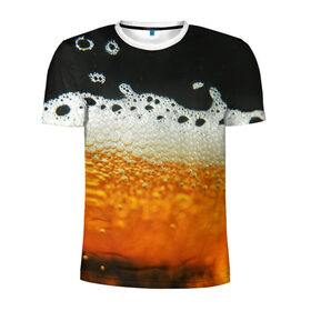 Мужская футболка 3D спортивная с принтом ТЕМНОЕ ПИВО в Екатеринбурге, 100% полиэстер с улучшенными характеристиками | приталенный силуэт, круглая горловина, широкие плечи, сужается к линии бедра | Тематика изображения на принте: beer | бир | напитки | пенное