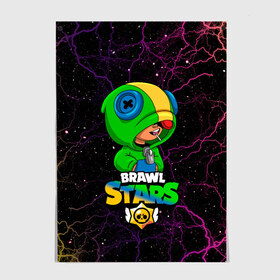 Постер с принтом Leon Brawl Stars в Екатеринбурге, 100% бумага
 | бумага, плотность 150 мг. Матовая, но за счет высокого коэффициента гладкости имеет небольшой блеск и дает на свету блики, но в отличии от глянцевой бумаги не покрыта лаком | brawl stars | brawl stars leon | leon | leon green | бравл старс | зеленый леон | леон | леон огонь | леон старс | скин зеленый