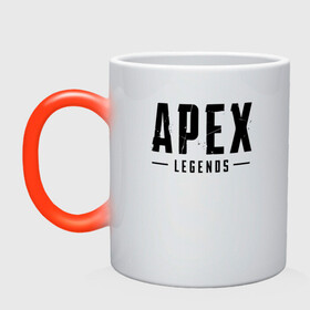 Кружка хамелеон с принтом APEX LEGENDS (НА СПИНЕ) в Екатеринбурге, керамика | меняет цвет при нагревании, емкость 330 мл | Тематика изображения на принте: apex | apex legends | battle | battle royal | bloodhound | titanfall | wraith | апекс | апекс легендс | батл рояль | битва | война | каустик | королевская битва