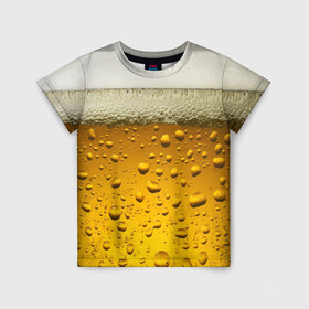 Детская футболка 3D с принтом ПИВО в Екатеринбурге, 100% гипоаллергенный полиэфир | прямой крой, круглый вырез горловины, длина до линии бедер, чуть спущенное плечо, ткань немного тянется | Тематика изображения на принте: beer | textures | бир | напитки | пенное | текстуры | фон