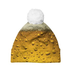 Шапка 3D c помпоном с принтом ПИВО в Екатеринбурге, 100% полиэстер | универсальный размер, печать по всей поверхности изделия | beer | textures | бир | напитки | пенное | текстуры | фон